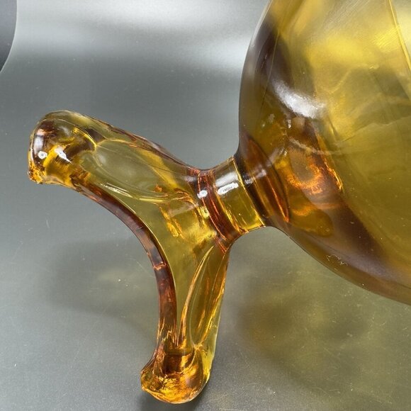 Viking Epic Arching Foot West Virginia Glass Amber Tall Glass Dish Bowl Vintage - Picture 8 of 13